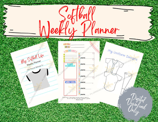 Softball Weekly Planner for players Player Journal | Softball diary |Travel Ball Player Organizer | Printable Instant download