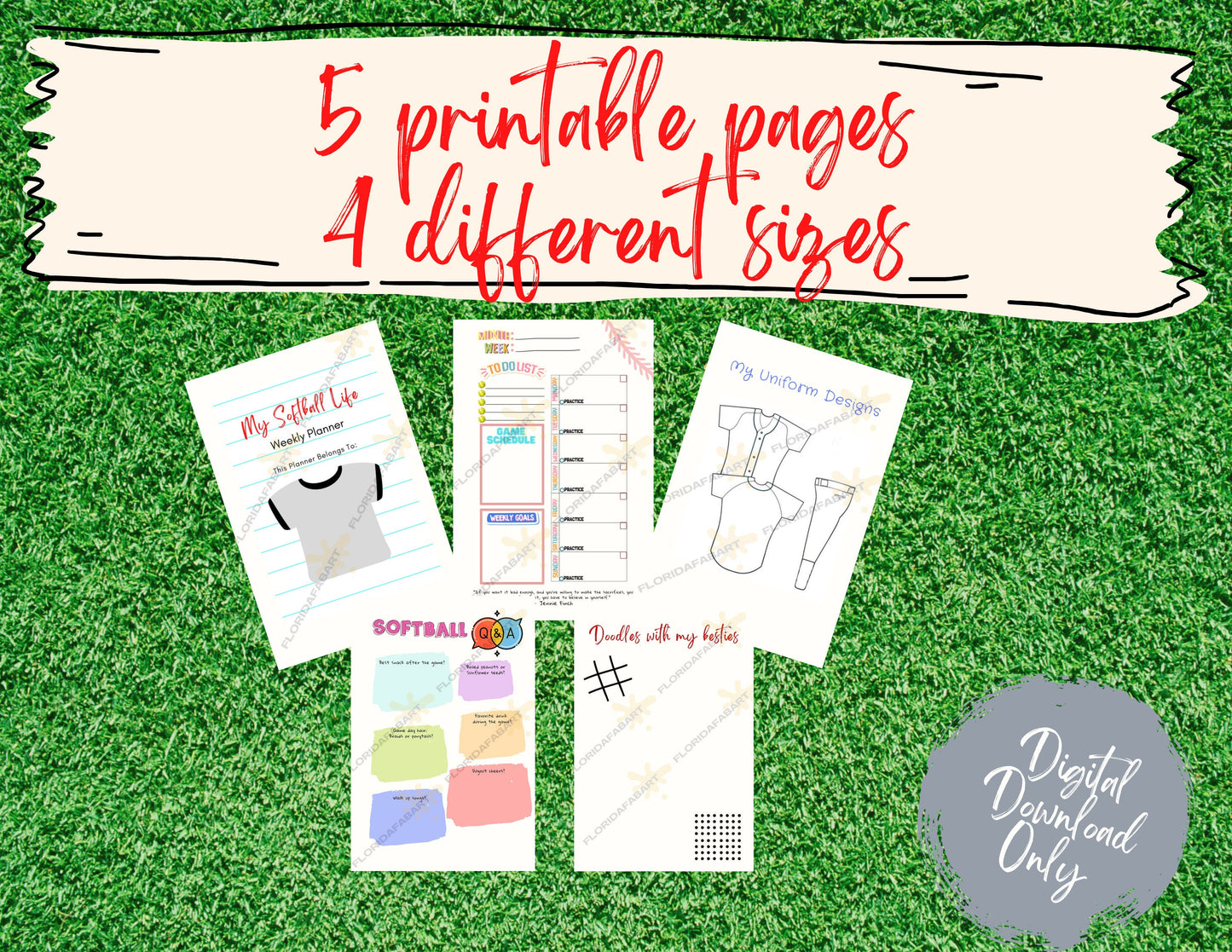 Softball Weekly Planner for players Player Journal | Softball diary |Travel Ball Player Organizer | Printable Instant download