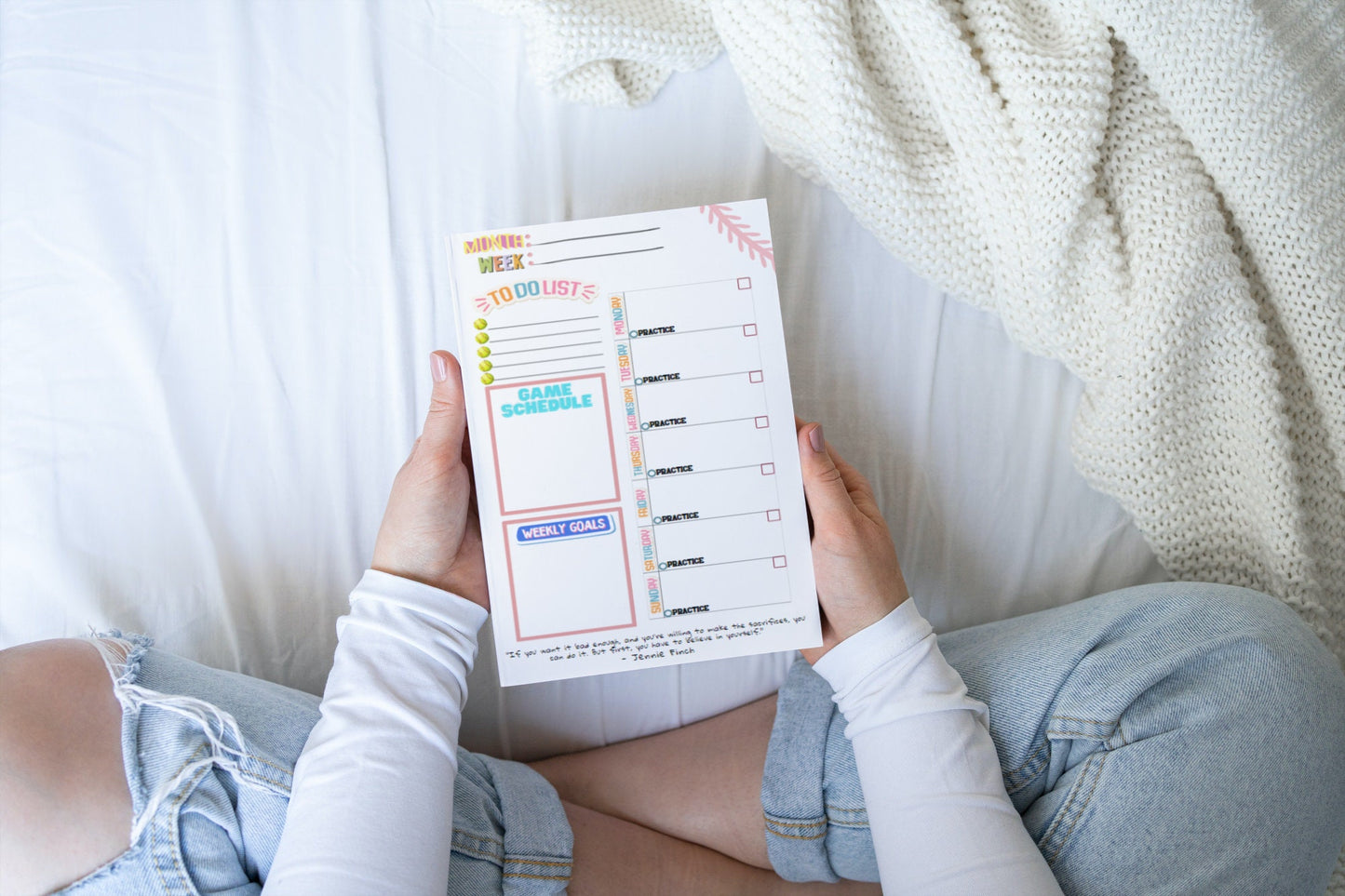 Softball Weekly Planner for players Player Journal | Softball diary |Travel Ball Player Organizer | Printable Instant download