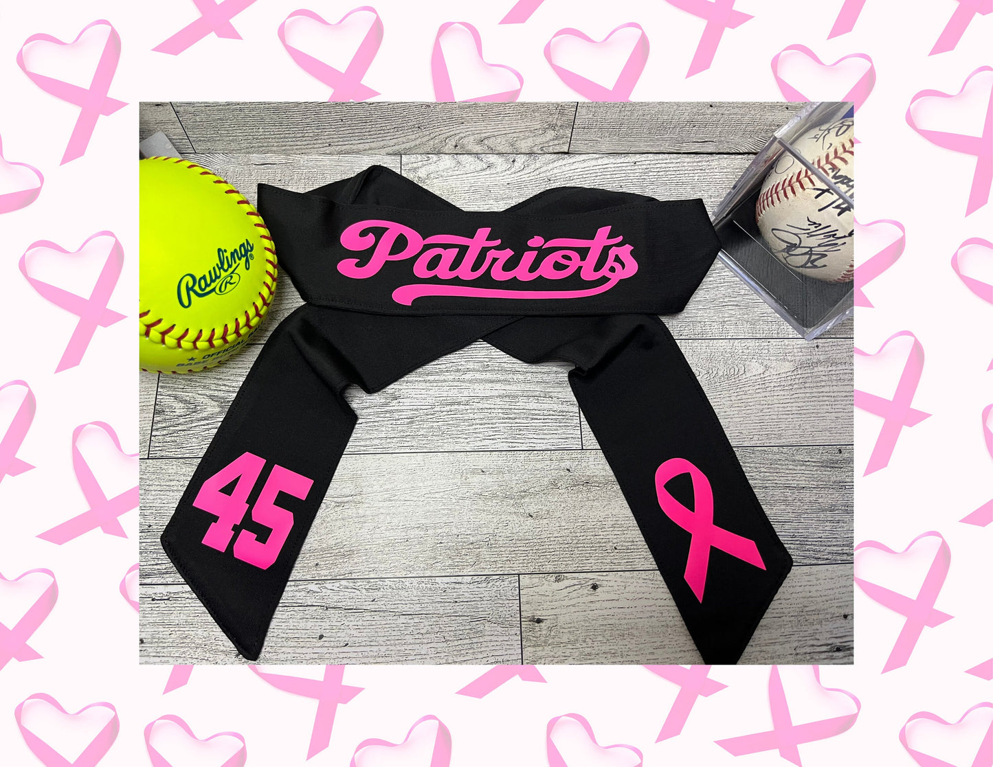 Breast Cancer Tie back headband | Custom sports headband | Athletic tie back | Softball Baseball Pickleball Football Soccer LAX