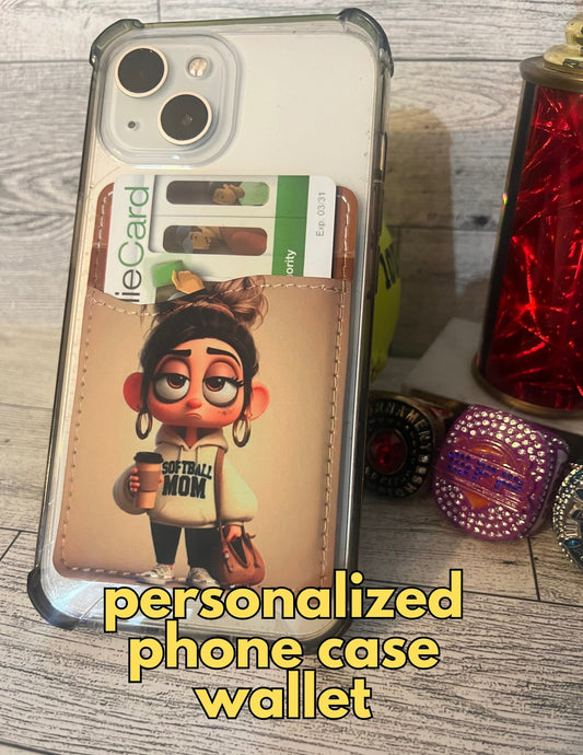 Phone Wallet | Personalized Phone Card Holder | Softball Baseball Football Cheer | Back Pocket for Cell Phone | Sport Team Gift