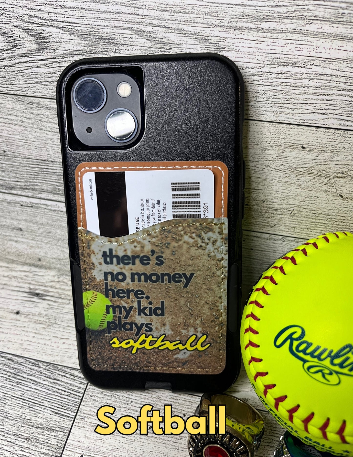 Phone Wallet | Personalized Phone Card Holder | Softball Baseball Football Cheer | Back Pocket for Cell Phone | Sport Team Gift