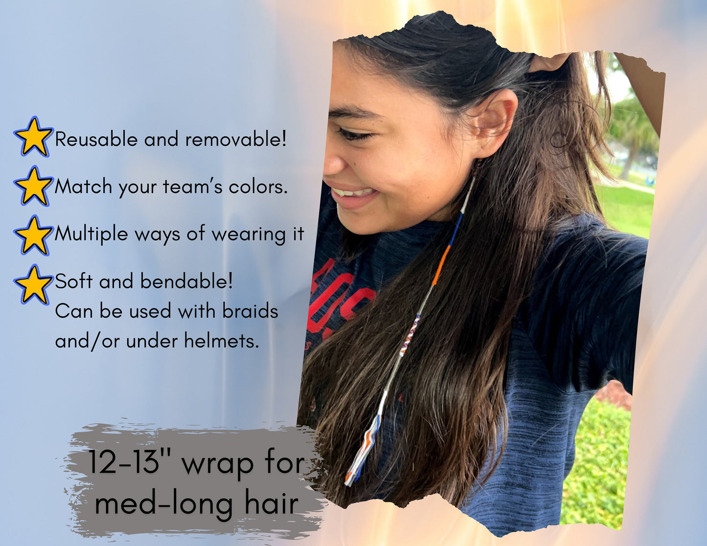 Hair Wraps | Custom Team Colors | Reusable | Team Sports Gifts | Softball | Soccer | Lacrosse | Basketball | Volleyball | Hair Accessories for Girls