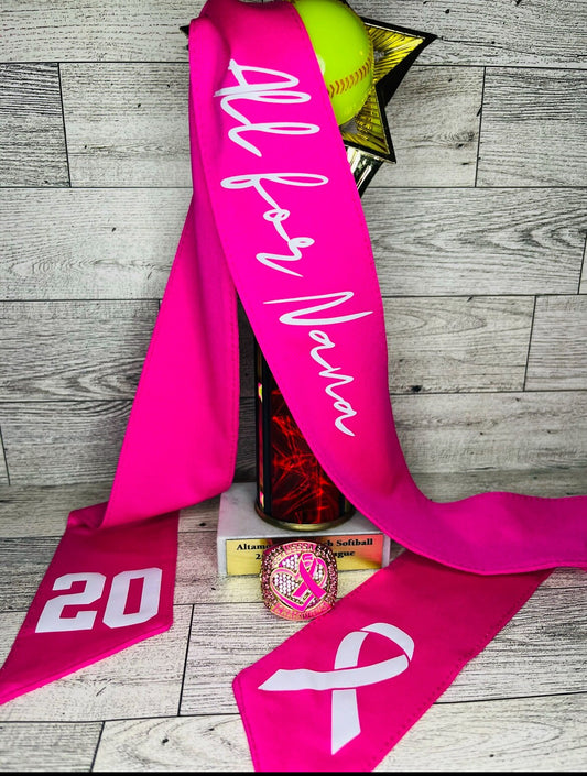 Breast Cancer Tie back headband | Custom sports headband | Athletic tie back | Softball Baseball Pickleball Football Soccer LAX