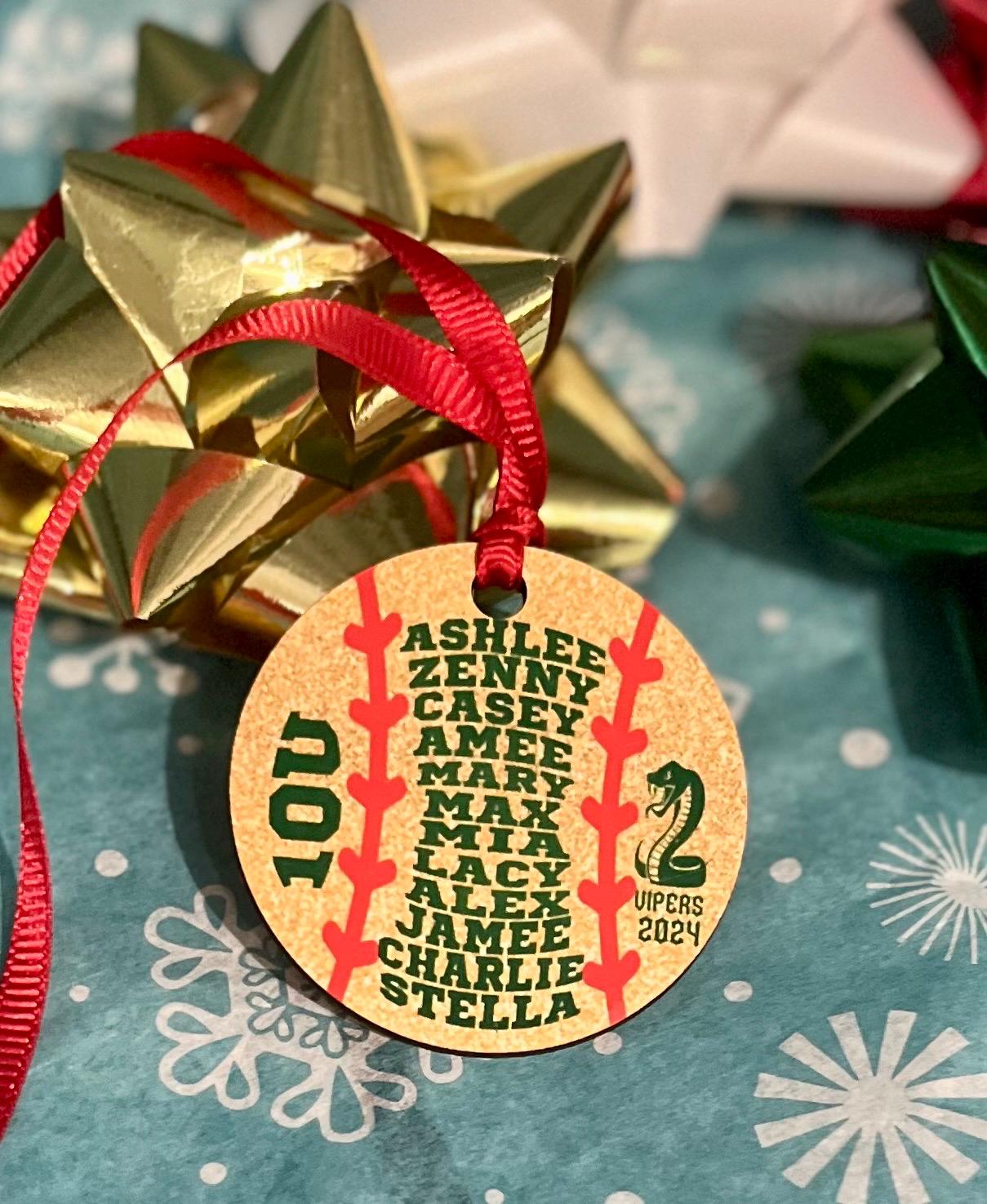 Christmas Ornaments | Custom Team Gift | Stocking Stuffers Idea | Mom, Coaches Gift | Teen Youth Softball Baseball Soccer
