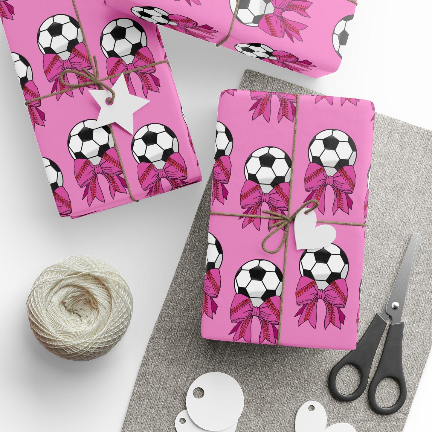 Soccer Coquette Wrapping Paper | Soccer Gift Wrap Paper | Soccer Themed Paper for Christmas, Birthdays, Team Parties, Celebrations, Holidays