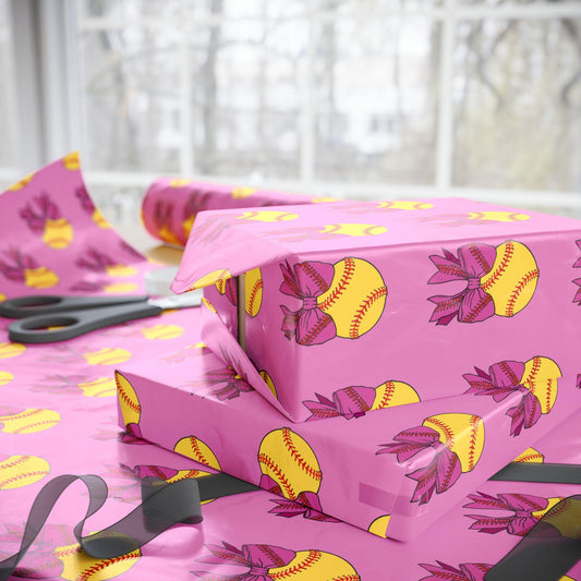 Softball Coquette Wrapping Paper - Christmas Gift Wrap, Birthday Present Wrap, Holiday Celebration Decor, Special Occasion Paper, Sports