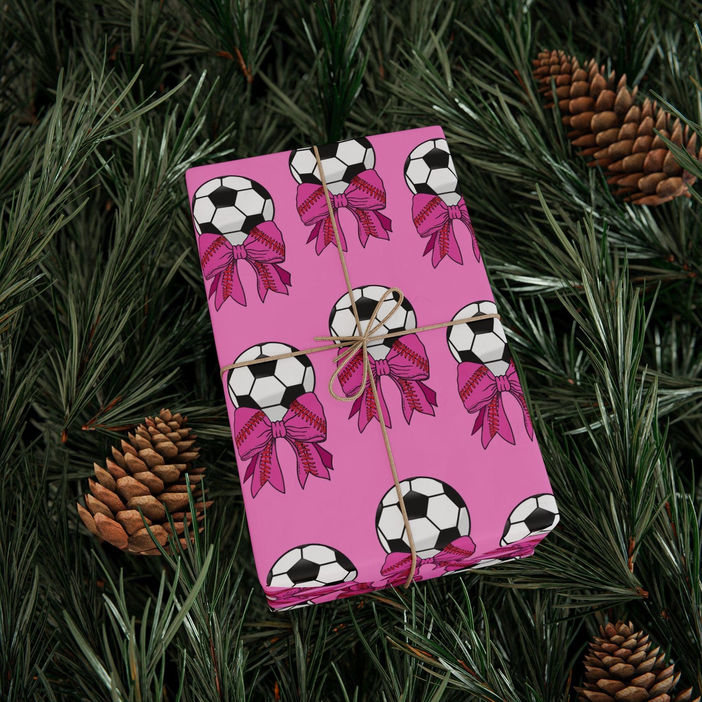 Soccer Coquette Wrapping Paper | Soccer Gift Wrap Paper | Soccer Themed Paper for Christmas, Birthdays, Team Parties, Celebrations, Holidays