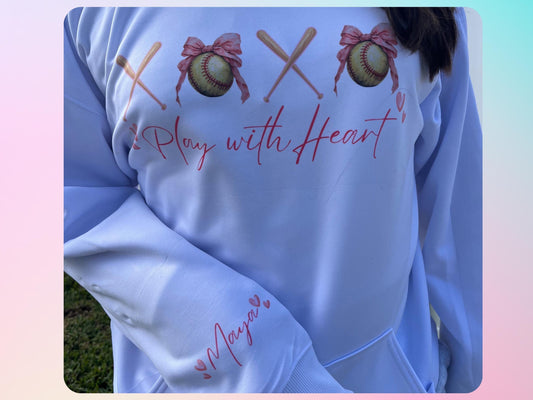 Coquette Softball Hoodie Personalized | Gift for Softball Mom, teens and preteens | Mother's Day Idea