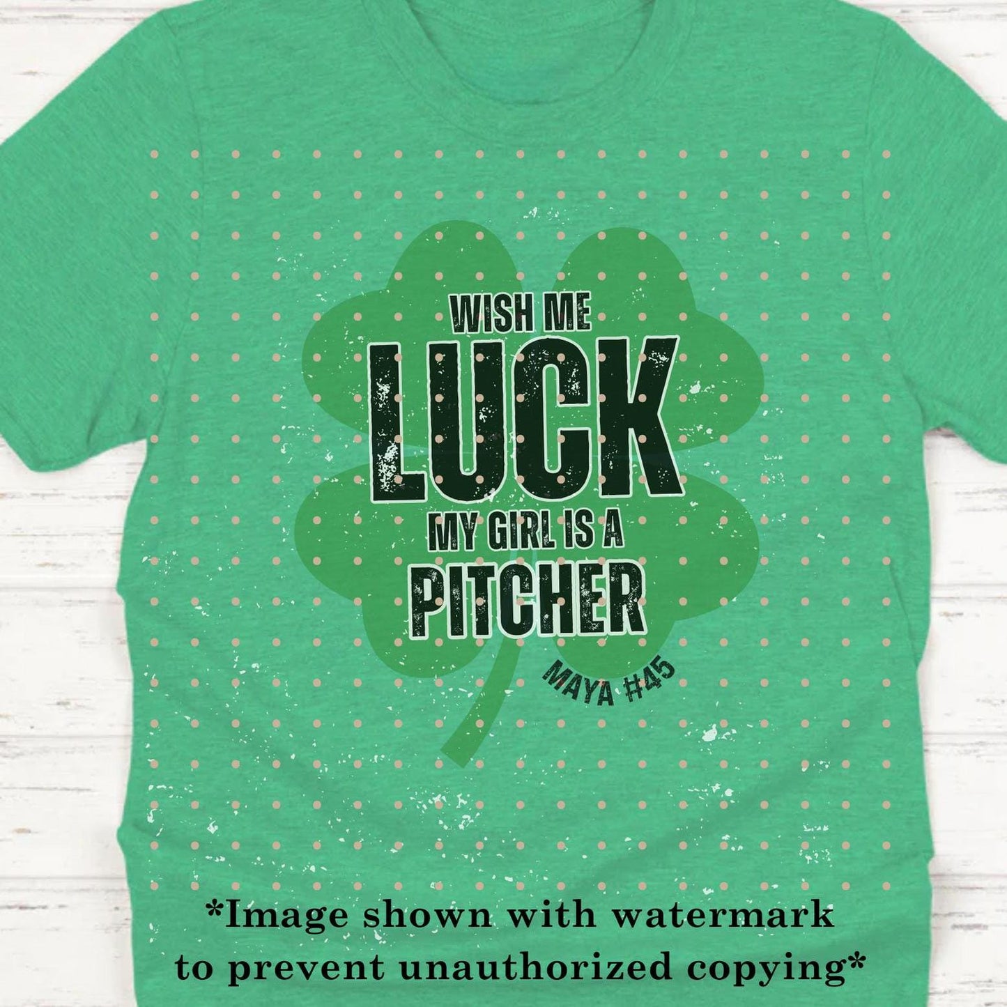 My Girl is a Pitcher Shirt | Personalized Funny Softball St. Patrick's Day T-Shirt | Funny Lucky Shirt | Gift for Pitchers | Softball Mom and Dad Shirt | Unisex