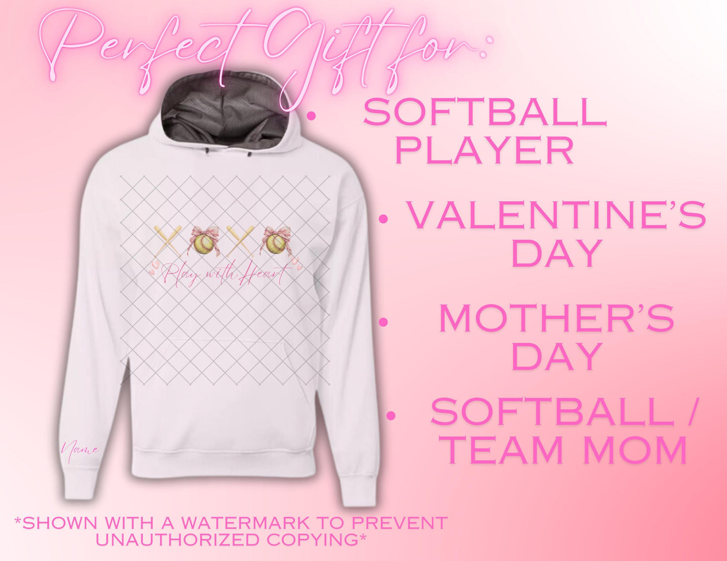 Coquette Softball Hoodie Personalized | Gift for Softball Mom, teens and preteens | Mother's Day Idea