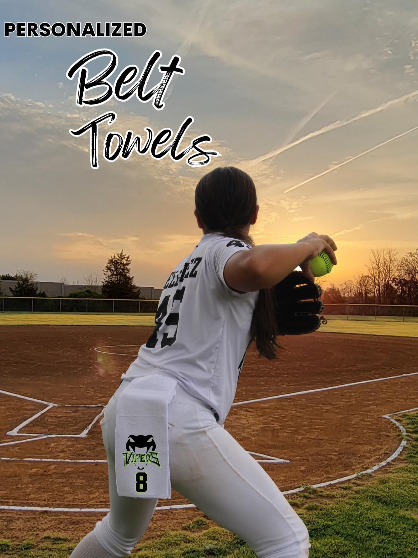 Pitching towel | Personalized belt towel for infielders | Sports towel | Team towel | Towel for pitching