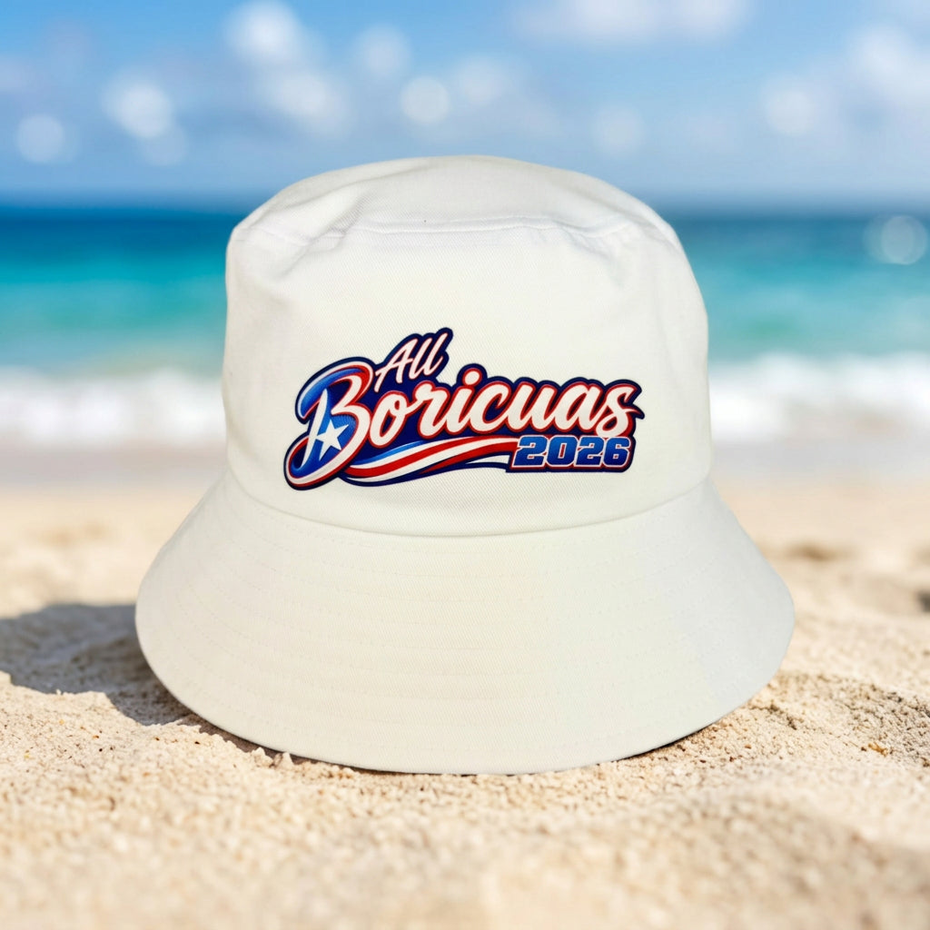 2026 All Boricuas White Bucket Hat