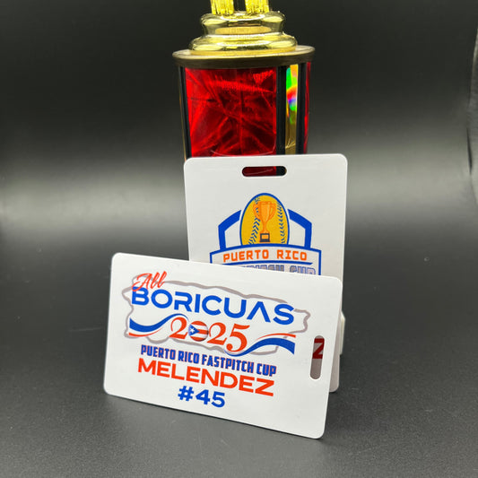 Personalized All Boricuas Bag Tags | PR Fastpitch cup