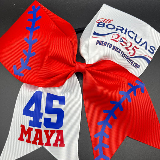 Personalized 2025 All Boricuas Team Hair Bow