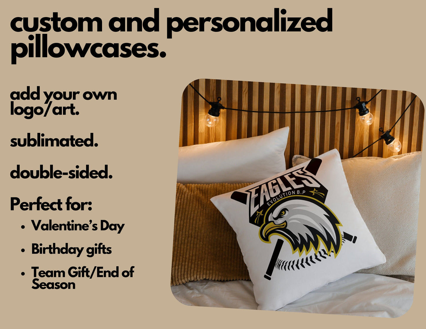 Photo Pillowcase | Sports Team Gift | Kids bedroom decor | Sleepover Pillow Cover | Travel Cushion | Dorm Room